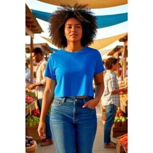 Skims Super Crop womens stretch blue shirt 3X athleisure gorpcore quiet luxury